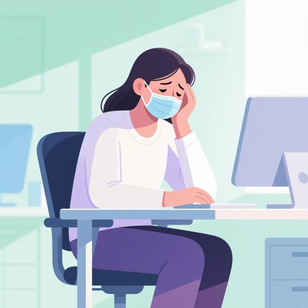 Employée épuisée suite à la pandémie