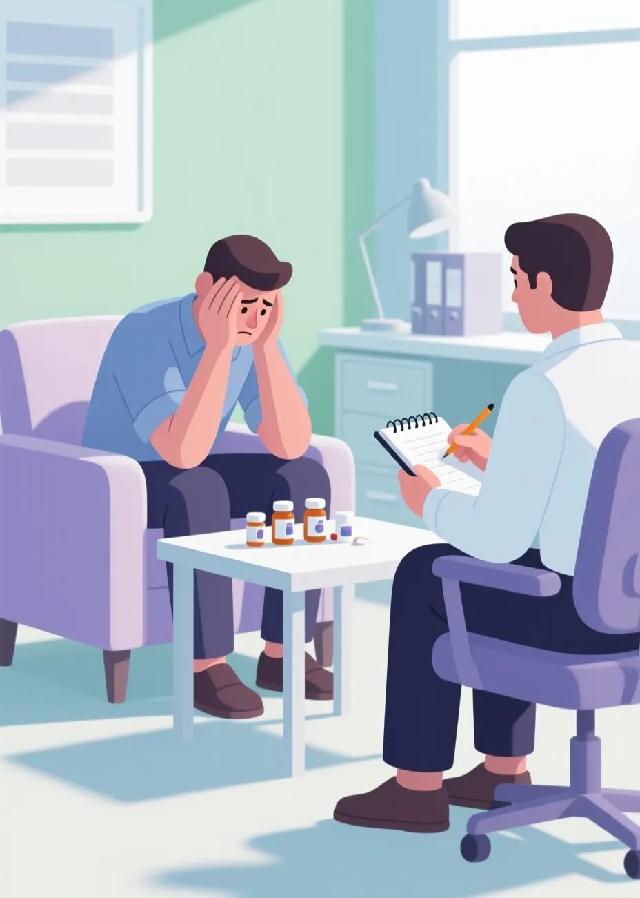 Homme vivant avec une dépendance qui décide d'aller chercher de l'aide et de surmonter sa dépendance