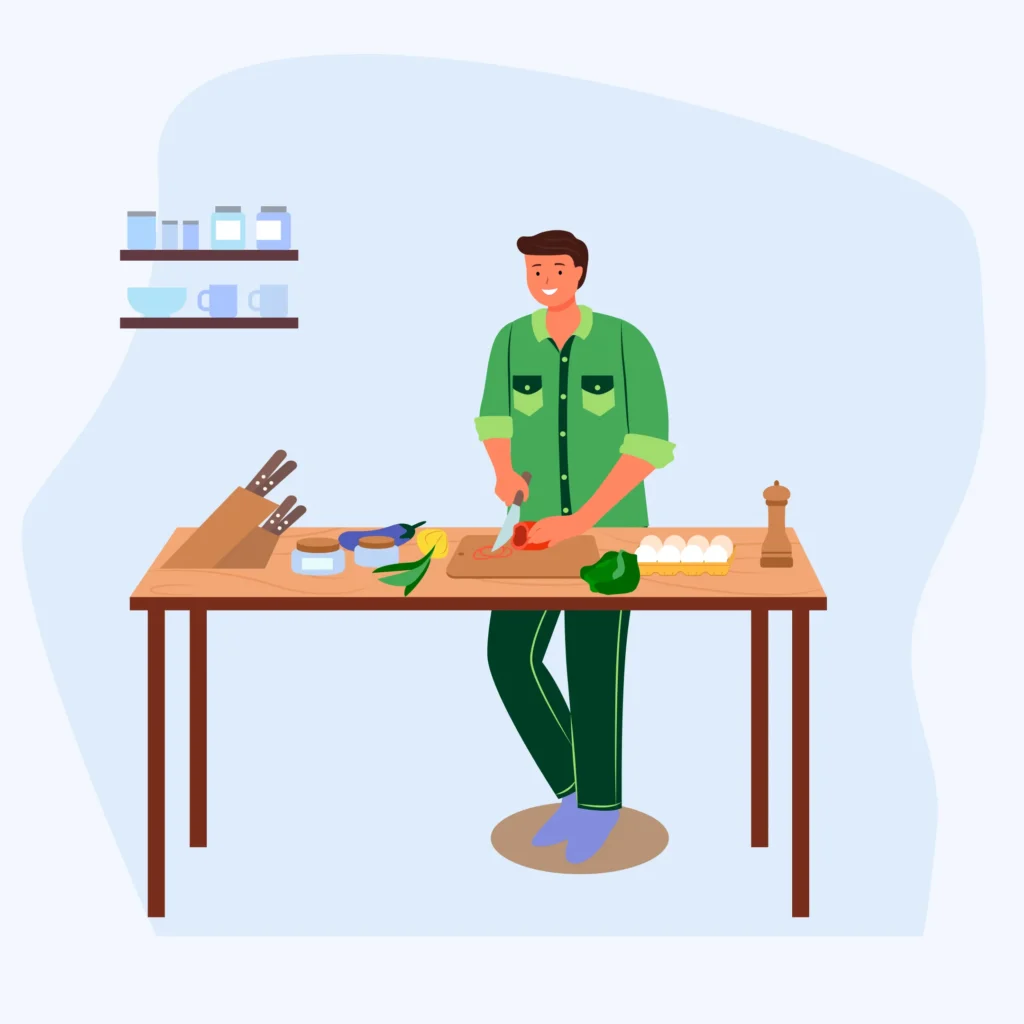 Un homme qui prépare à manger